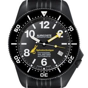 Spirotechnique black cadran chiffres bracelet acier